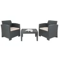 Bolero PP Armchair and Table Wicker Set Grey - Image 1