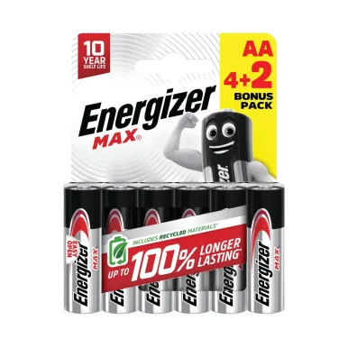 Energizer Max AA Battery (4+2) (Pack of 6) E303328500