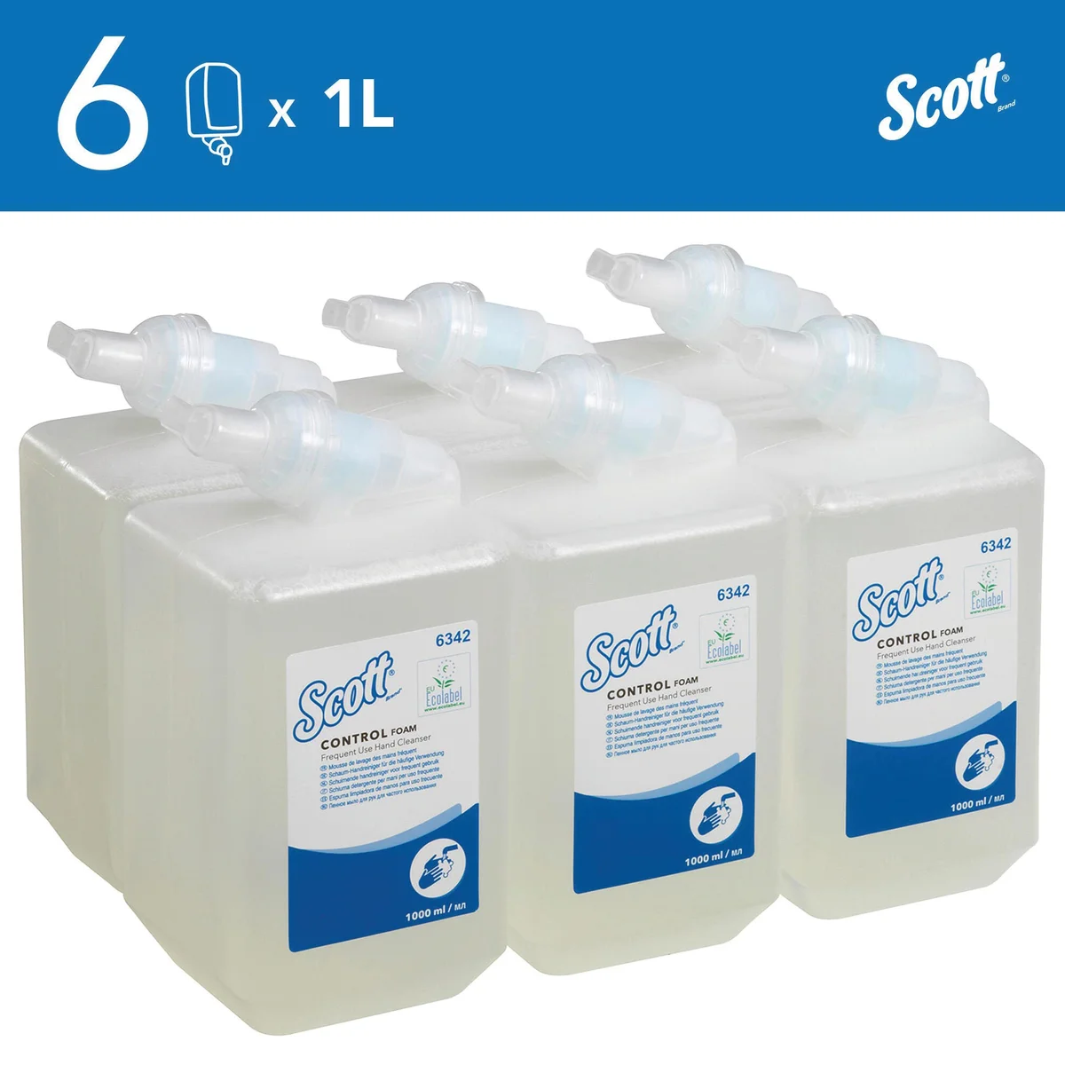 Scott Control Foam Frequent Use Hand Cleanser Unscented 1 Litre Refills Clear (Pack of 6) 6342 - Image 2