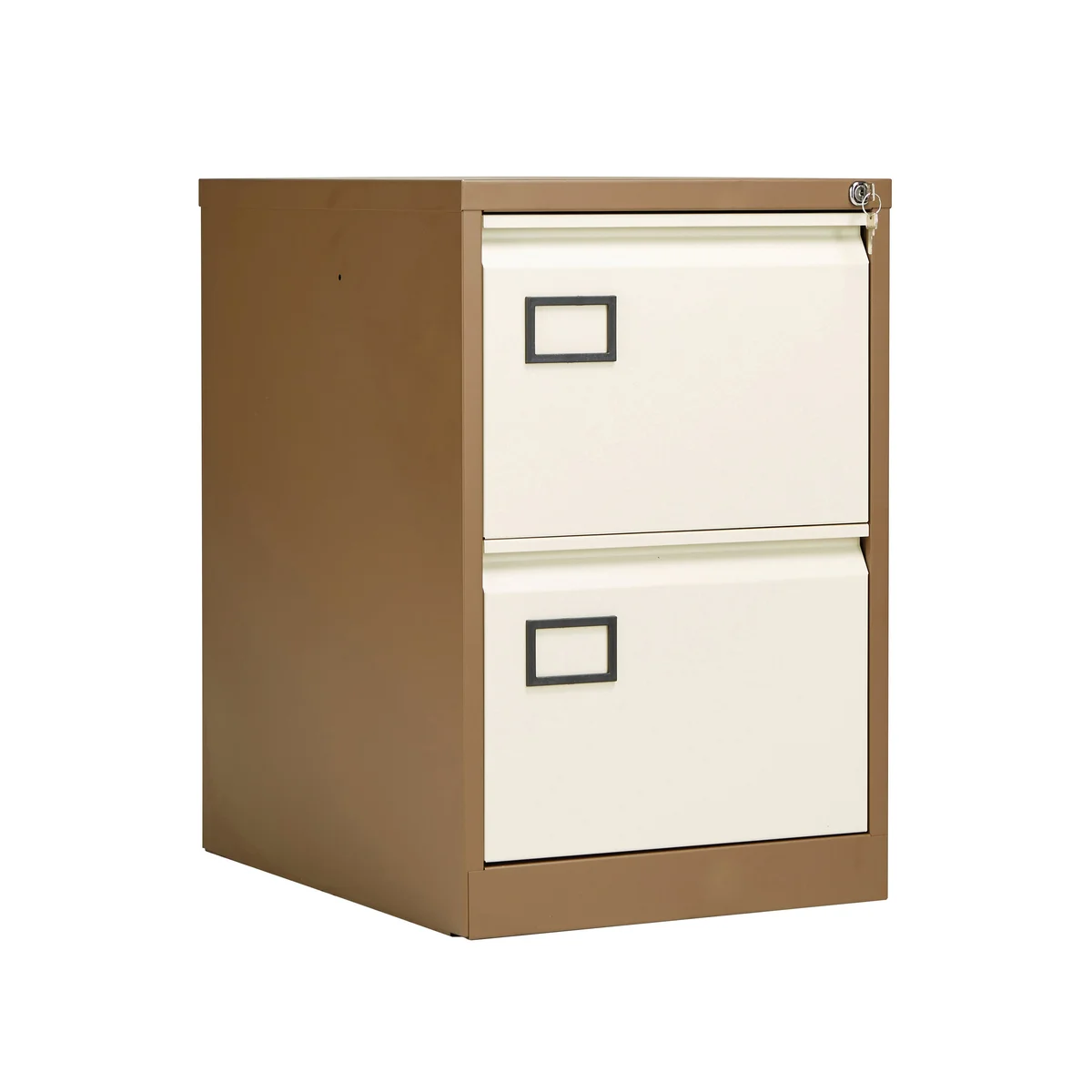 Jemini 2 Drawer Filing Cabinet Lockable 470x622x711mm Coffee/Cream KF03006 - Image 1