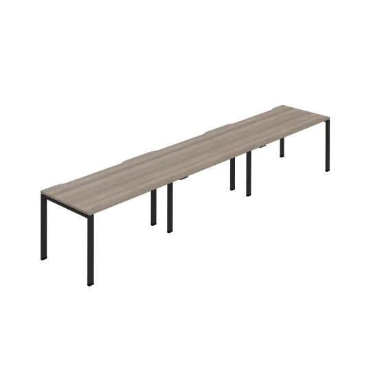 Jemini Three Person Bench Desk 1200x800mm Grey Oak/Black (Set of 3) KF800389