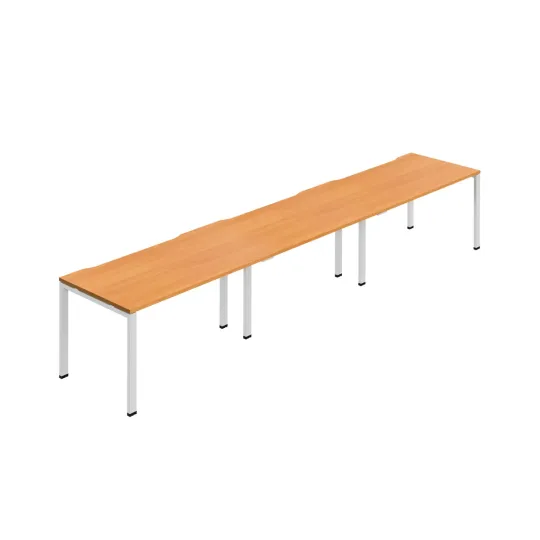 Jemini Three Person Bench Desk 1400x800mm Beech/White (Set of 3) KF800401