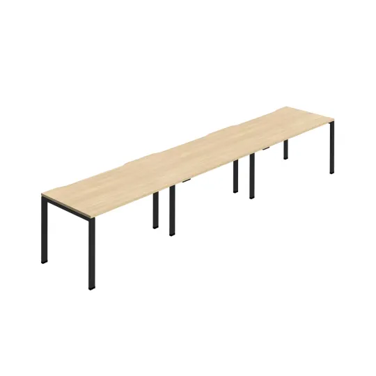 Jemini Three Person Bench Desk 1600x800mm Nova Oak/Black (Set of 3) KF800425