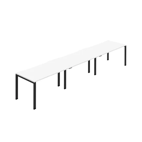 Jemini Three Person Bench Desk 1600x800mm White/Black (Set of 3) KF800429
