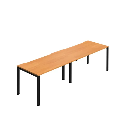 Jemini Two Person Bench Desk 1600x800mm Beech/Black (Set of 2) KF800465