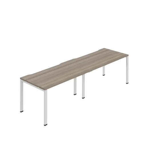 Jemini Two Person Bench Desk 1600x800mm Grey Oak/White (Set of 2) KF800474