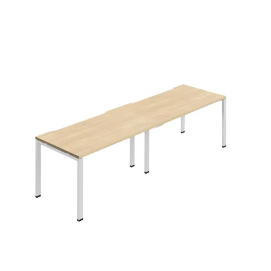 Jemini Two Person Bench Desk 1600x800mm Nova Oak/White (Set of 2) KF800478