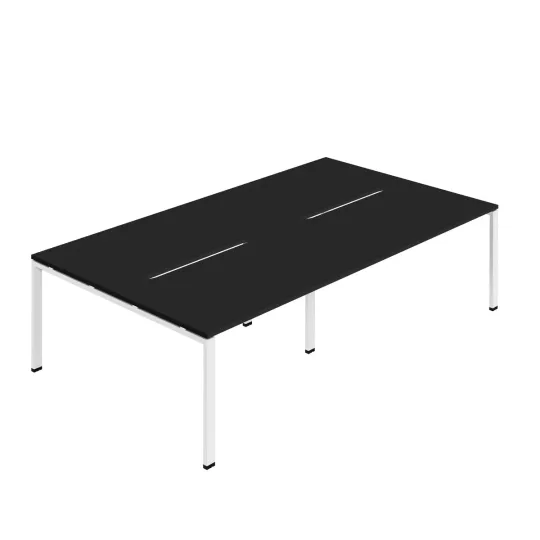 Jemini Four Person Back-to-Back Bench Desk Black/White  KF800505