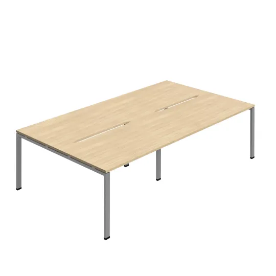 Jemini Four Person Back-to-Back Bench Desk Nova Oak/Silver  KF800510