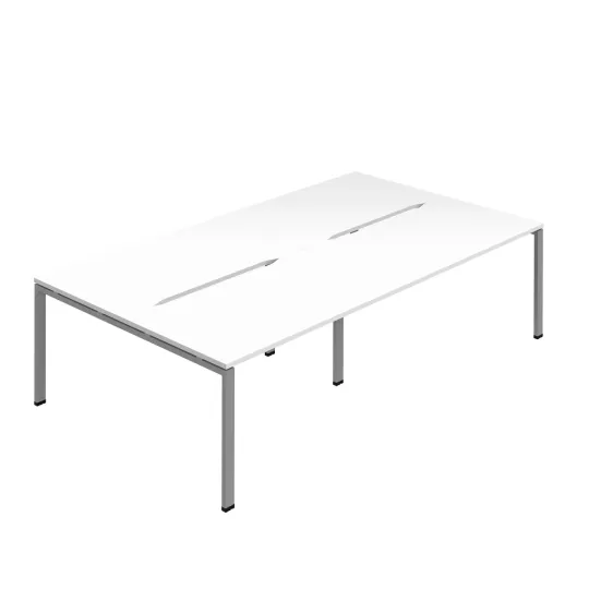 Jemini Four Person Back-to-Back Bench Desk White/Silver  KF800513