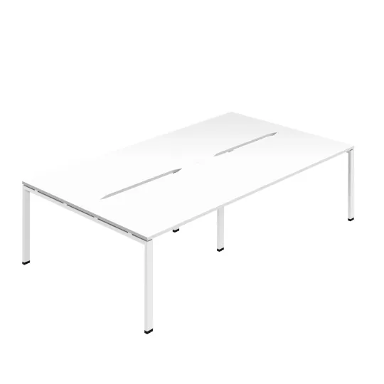 Jemini Four Person Back-to-Back Bench Desk White/White  KF800514