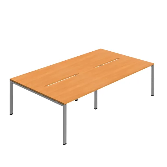 Jemini Four Person Back-to-Back Bench Desk Beech/Silver  KF800516