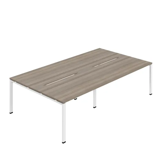 Jemini Four Person Back-to-Back Bench Desk Grey Oak/White  KF800525