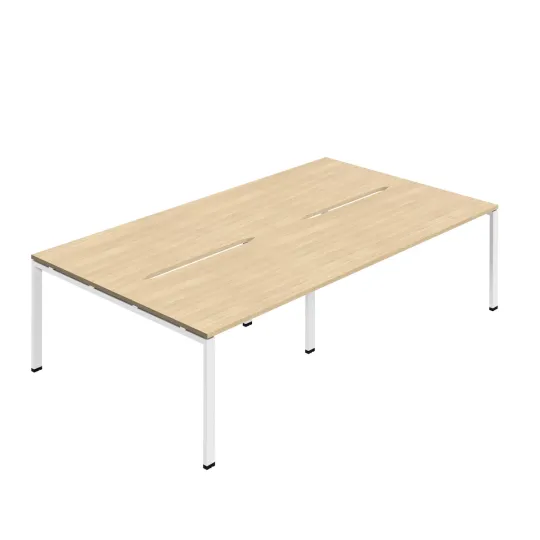 Jemini Four Person Back-to-Back Bench Desk Nova Oak/White  KF800528