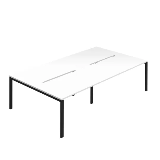 Jemini Four Person Back-to-Back Bench Desk White/Black  KF800529