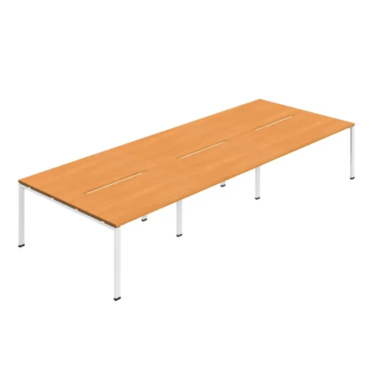 Jemini Six Person Back-to-Back Bench Desk Beech/White KF800534