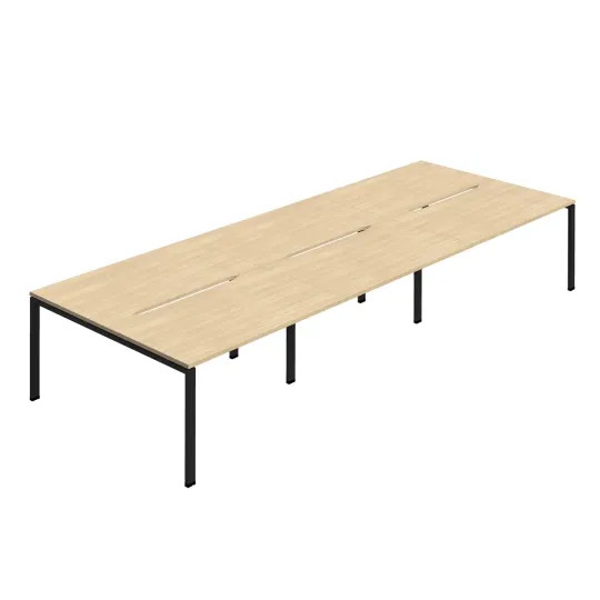 Jemini Six Person Back-to-Back Bench Desk Nova Oak/Black KF800542