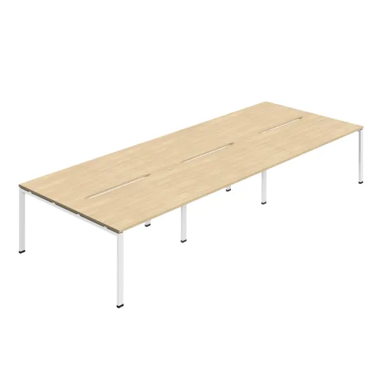 Jemini Six Person Back-to-Back Bench Desk Nova Oak/White KF800545