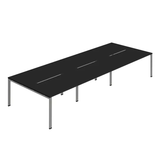 Jemini Six Person Back-to-Back Bench Desk Black/Silver KF800553