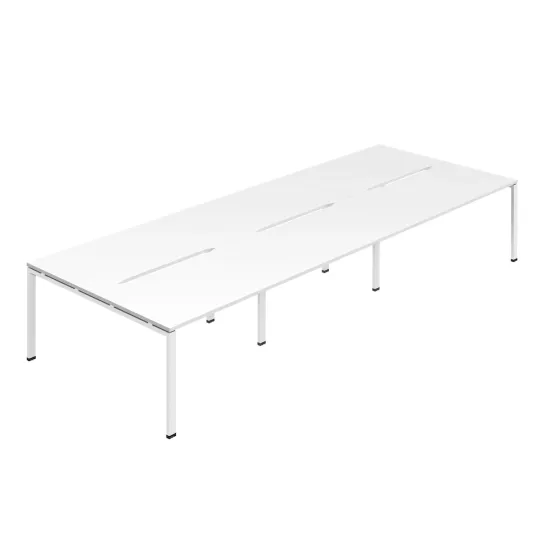 Jemini Six Person Back-to-Back Bench Desk White/White KF800564