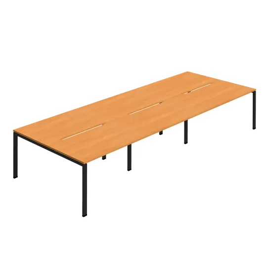 Jemini Six Person Back-to-Back Bench Desk Beech/Black KF800566