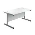 First Rectangular Cantilever Desk 1400x800x730mm White/Silver KF803393 - Image 1