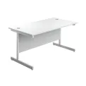 First Rectangular Cantilever Desk 1400x800x730mm White/White KF803423 - Image 1