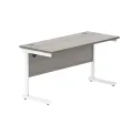 Astin Rectangular Single Upright Cantilever Desk 1400x600x730 Alaskan Grey Oak/Arctic White KF803717 - Image 1