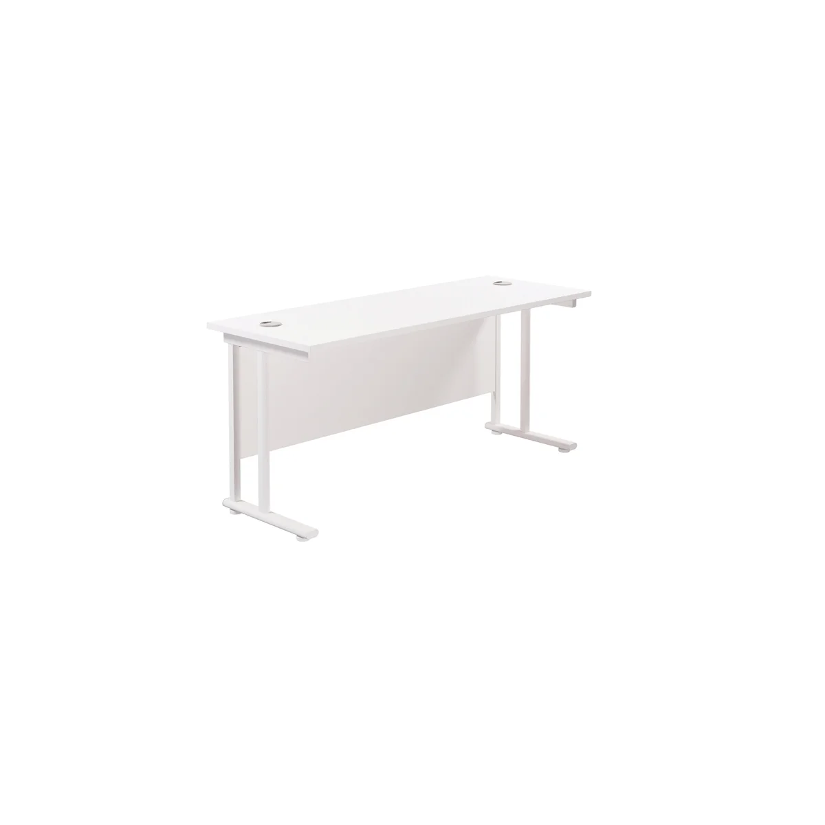 Jemini Rectangular Cantilever Desk 1600x600x730mm Grey Oak/Silver KF806455 - Image 1
