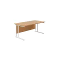 Jemini Rectangular Cantilever Desk 1600x800x730mm Nova Oak/White KF807124 - Image 1