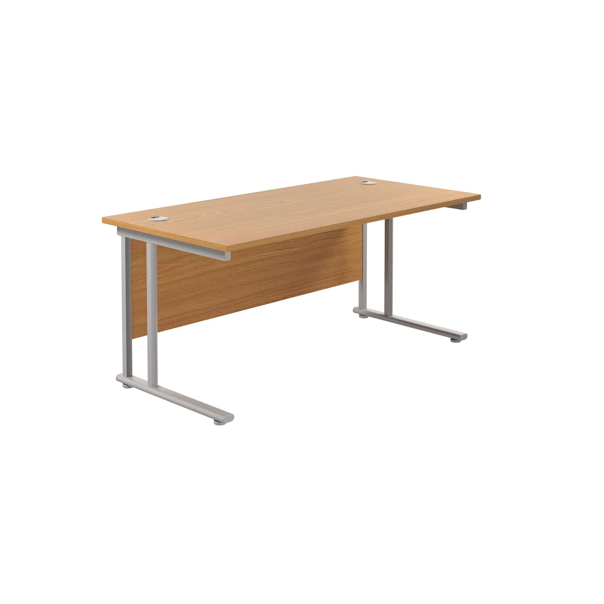 Jemini Rectangular Cantilever Desk 1800x800x730mm Nova Oak/Silver KF807186 - Image 1