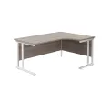 Jemini Radial Right Hand Cantilever Desk 1800x1200x730mm Grey Oak/White KF807957 - Image 1