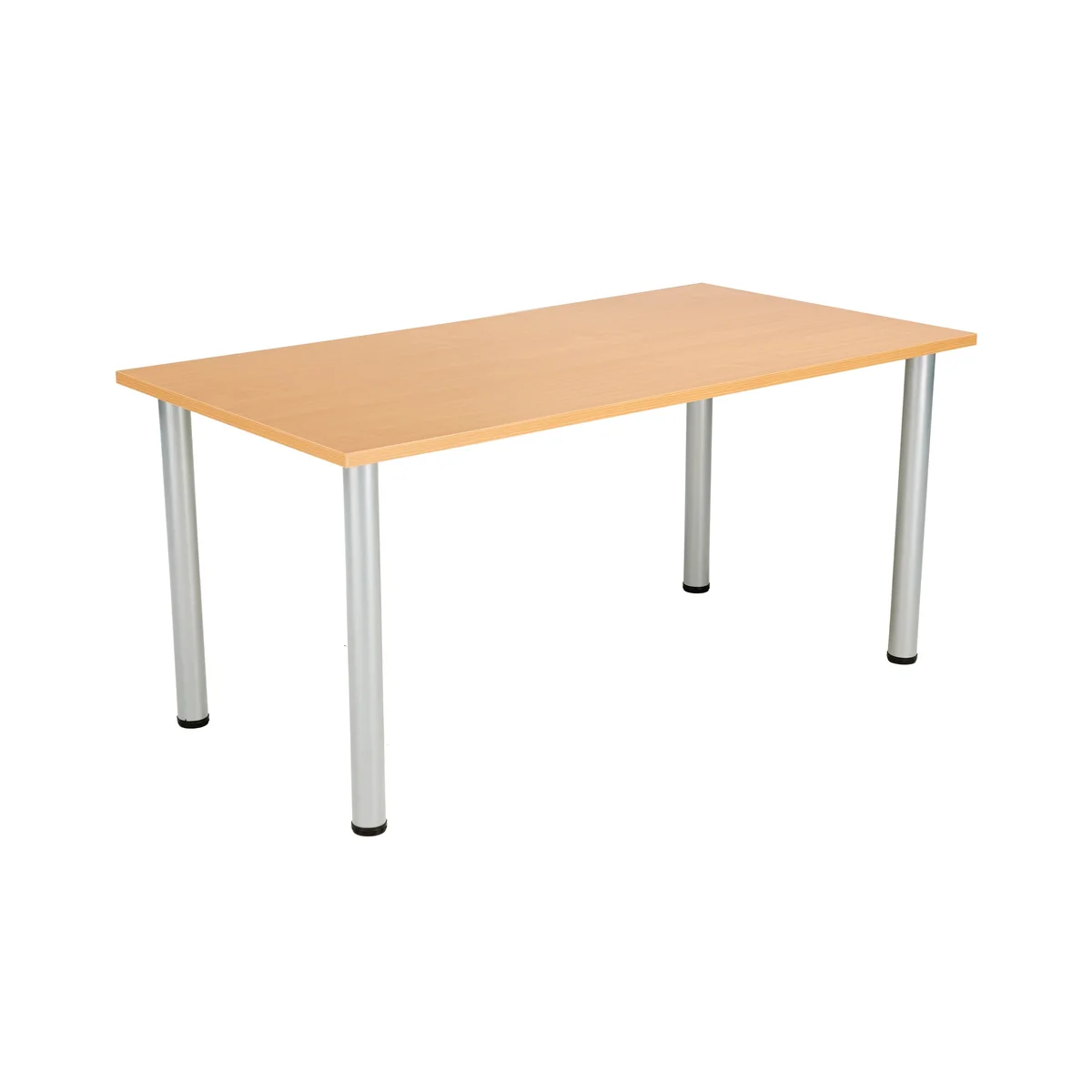 Jemini Rectangular Meeting Table 1600x800x730mm Beech/Silver KF816630 - Image 1