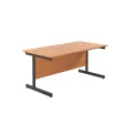 Jemini Rectangular Single Upright Cantilever Desk 1800x800x730mm Beech/Black KF818229 - Image 1