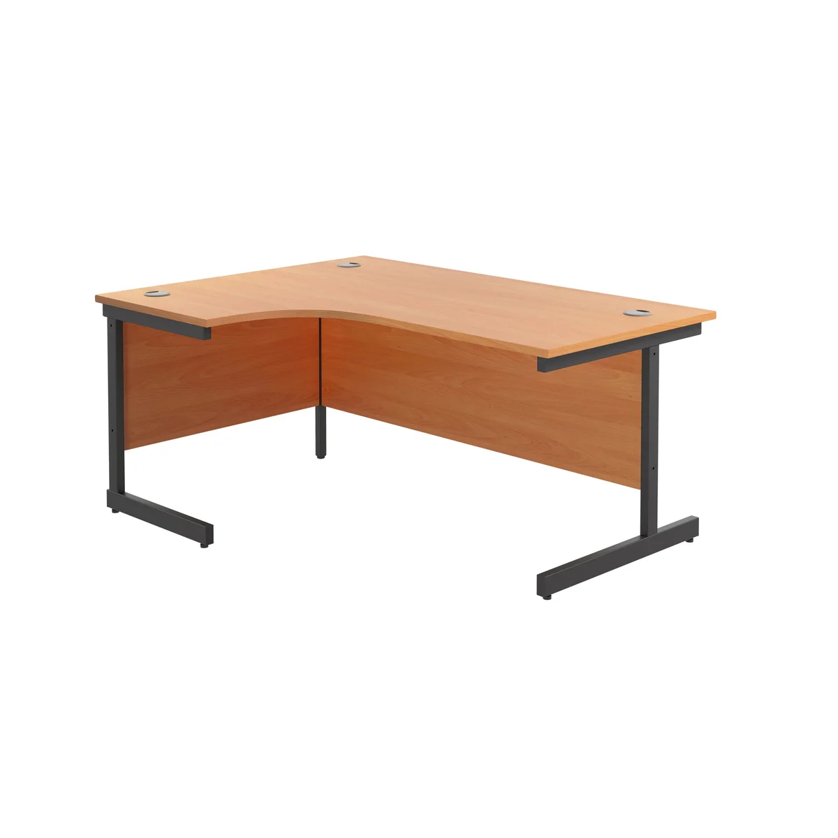 Jemini Radial Left Hand Single Upright Cantilever Desk 1600x1200x730mm Beech/Black KF819615 - Image 1