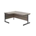 Jemini Radial Left Hand Single Upright Cantilever Desk 1600x1200x730mm Grey Oak/Black KF819646 - Image 1