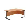Jemini Radial Right Hand Single Upright Cantilever Desk 1600x1200x730mm Beech/Black KF819684 - Image 1