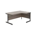 Jemini Radial Right Hand Single Upright Cantilever Desk 1600x1200x730mm Grey Oak/Black KF819714 - Image 1