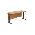 Jemini Rectangular Double Upright Cantilever Desk 1600x600mm Nova Oak/Black KF820116 - Image 1