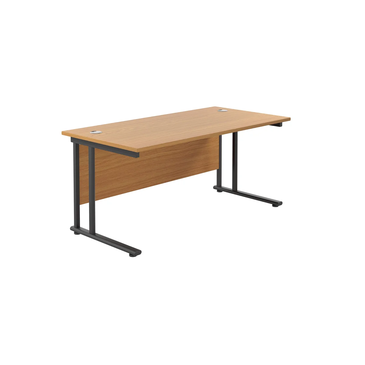 Jemini Rectangular Double Upright Cantilever Desk 1800x800x730mm Nova Oak/Black KF820291 - Image 1