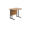 Jemini Rectangular Double Upright Cantilever Desk 800x600x730mm Nova Oak/Black KF820352 - Image 1