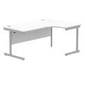 Polaris Right Hand Radial SU Cantilever Desk 1600x1200x730mm Arctic White/Silver KF821470 - Image 1