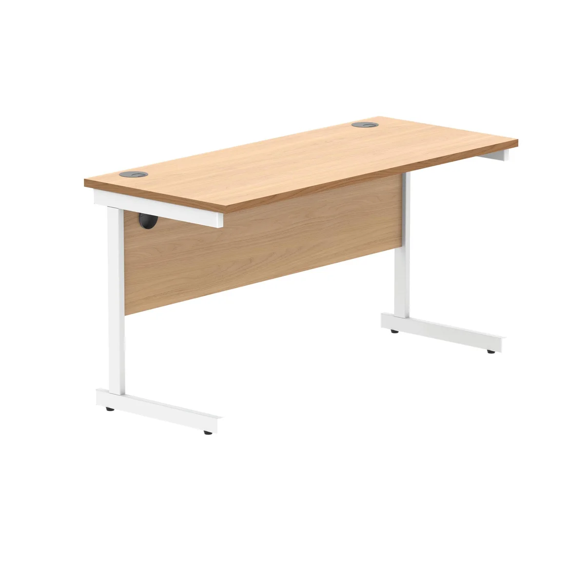 Polaris Rectangular Single Upright Cantilever Desk 1400x600x730mm Norwegian Beech/White KF821610 - Image 1
