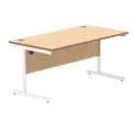 Polaris Rectangular Single Upright Cantilever Desk 1600x800x730mm Norwegian Beech/White KF821650 - Image 1