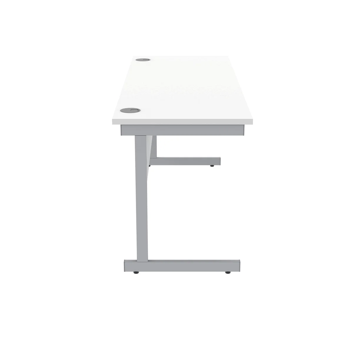 Polaris Rectangular Single Upright Cantilever Desk 1600x600x730mm Arctic White/Silver KF821800 - Image 2