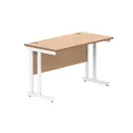 Polaris Rectangular Double Upright Cantilever Desk 1200x600x730mm Norwegian Beech/White KF822100 - Image 1