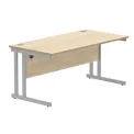 Polaris Rectangular Double Upright Cantilever Desk 1600x800x730mm Canadian Oak/Silver KF822230 - Image 1