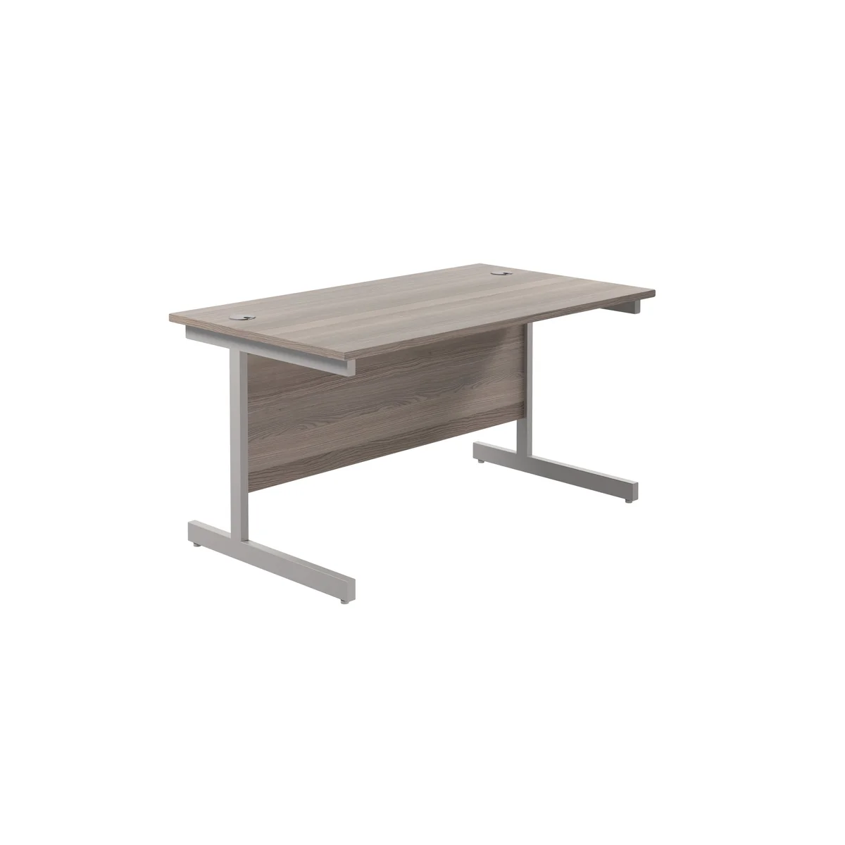 Jemini Single Upright Rectangular Desk 1200x800x730mm Grey Oak/Silver KF822631 - Image 1
