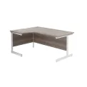 Jemini Radial Left Hand Single Upright Desk 1600x800-1200x730mm Grey Oak/White KF822701 - Image 1