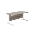 Jemini Single Upright Rectangular Desk 1600x800x730mm Grey Oak/White KF823278 - Image 1